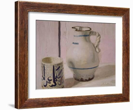 Pink Still Life with Jug (Oil on Canvas)-William Nicholson-Framed Giclee Print
