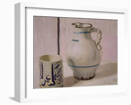 Pink Still Life with Jug (Oil on Canvas)-William Nicholson-Framed Giclee Print