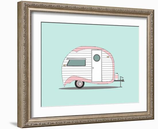 Pink Stripe Teardrop-Annie Bailey Art-Framed Art Print