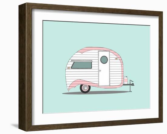 Pink Stripe Teardrop-Annie Bailey Art-Framed Art Print