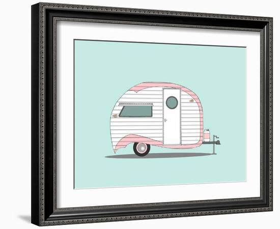 Pink Stripe Teardrop-Annie Bailey Art-Framed Art Print