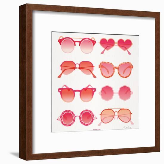 Pink Sunglasses-Cat Coquillette-Framed Art Print