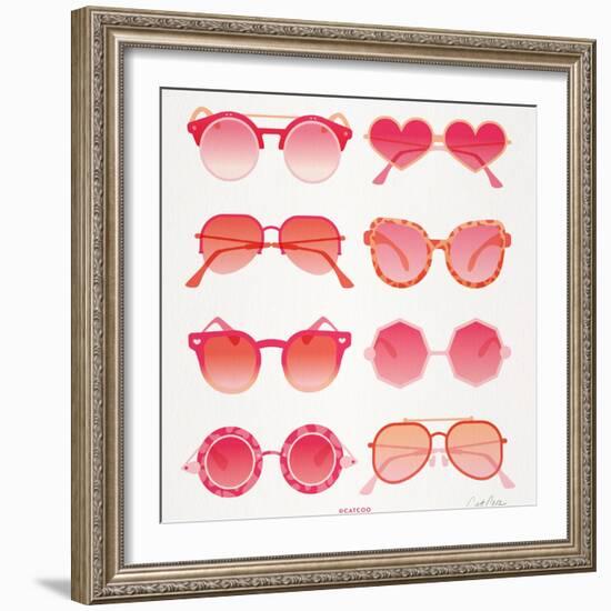 Pink Sunglasses-Cat Coquillette-Framed Art Print