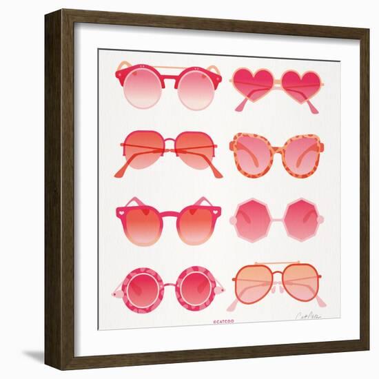 Pink Sunglasses-Cat Coquillette-Framed Art Print