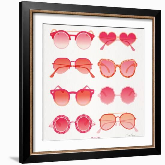 Pink Sunglasses-Cat Coquillette-Framed Art Print