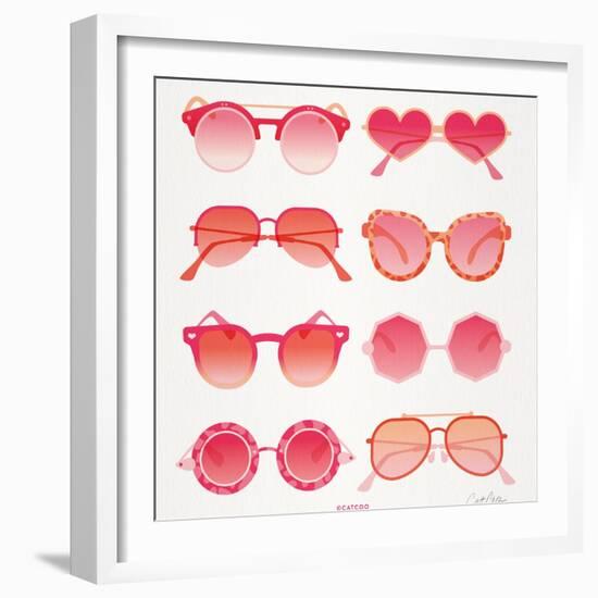 Pink Sunglasses-Cat Coquillette-Framed Art Print