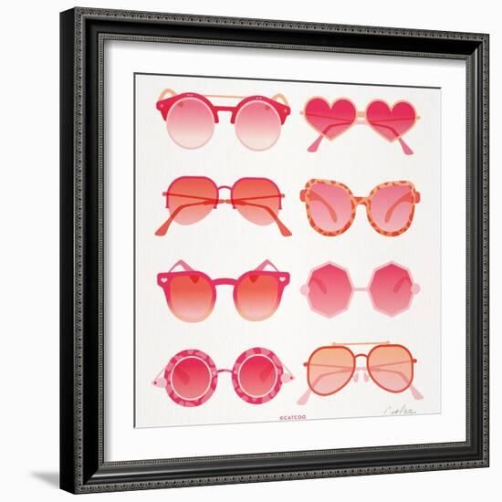 Pink Sunglasses-Cat Coquillette-Framed Art Print