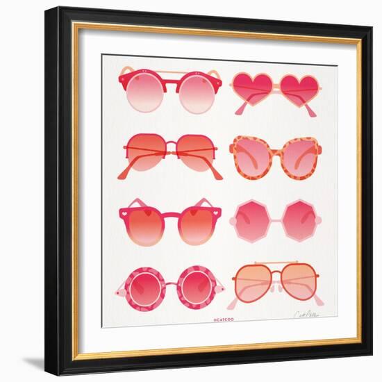 Pink Sunglasses-Cat Coquillette-Framed Art Print