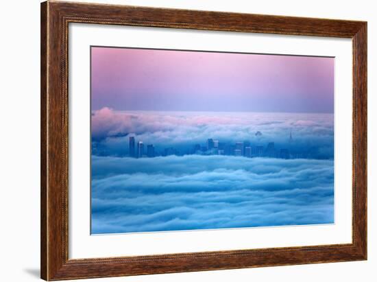 Pink Sunrise Morning Light and San Francisco in Fog Cityscape Urban-Vincent James-Framed Photographic Print