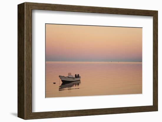 Pink Sunrise with Small Boat in the Ocean, Ifaty, Tulear, Madagascar-Anthony Asael-Framed Photographic Print