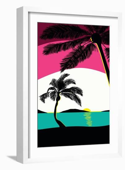 Pink Sunset Surf Panel-Hugo Edwins-Framed Art Print