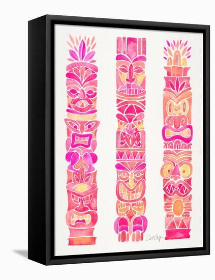 Pink Tiki Totems-Cat Coquillette-Framed Premier Image Canvas