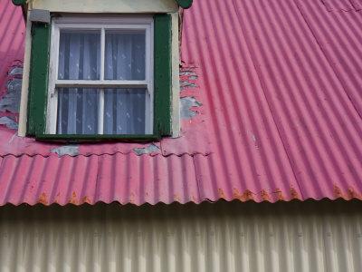 Pink Tink Roof And A Dormer Window With Lace Curtains Photographic