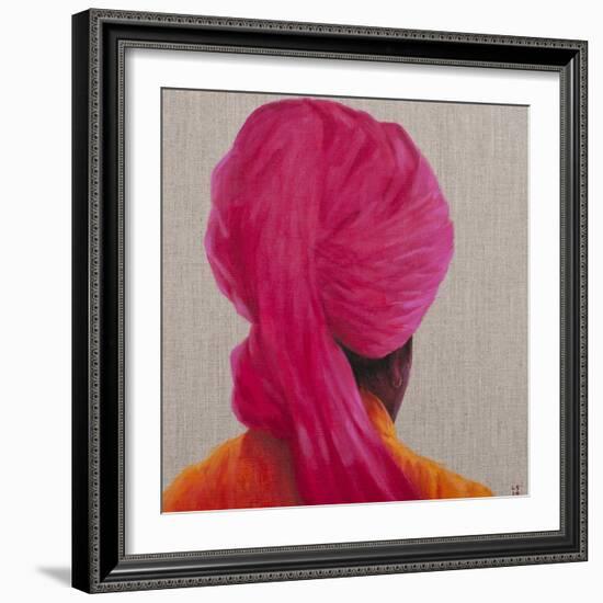 Pink Turban, Orange Jacket, 2014-Lincoln Seligman-Framed Giclee Print