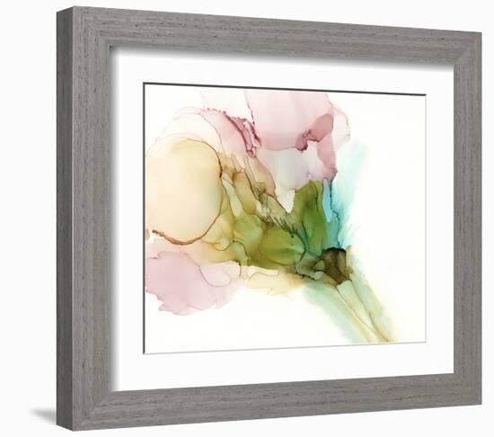 Pink & Turquoise Bloom II-Jennifer Goldberger-Framed Art Print