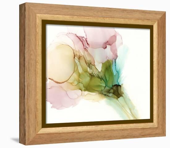 Pink & Turquoise Bloom II-Jennifer Goldberger-Framed Stretched Canvas