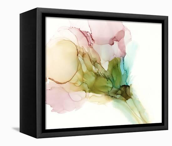 Pink & Turquoise Bloom II-Jennifer Goldberger-Framed Stretched Canvas