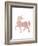 Pink Unicorn-Peach & Gold-Framed Art Print