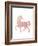 Pink Unicorn-Peach & Gold-Framed Art Print