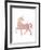 Pink Unicorn-Peach & Gold-Framed Art Print