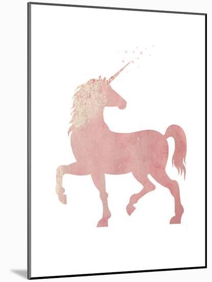 Pink Unicorn-Peach & Gold-Mounted Art Print