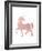 Pink Unicorn-Peach & Gold-Framed Art Print