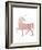 Pink Unicorn-Peach & Gold-Framed Art Print