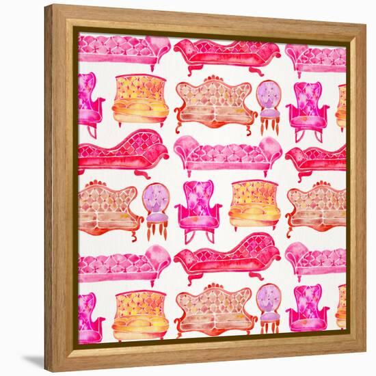 Pink Victorian Lounge Pattern-Cat Coquillette-Framed Stretched Canvas