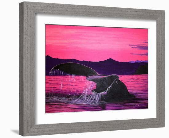 Pink Whale-Megan Aroon Duncanson-Framed Art Print