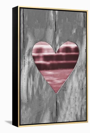 Pink Woodcut Heart I-Gail Peck-Framed Stretched Canvas