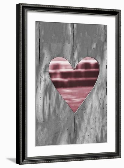 Pink Woodcut Heart I-Gail Peck-Framed Photo