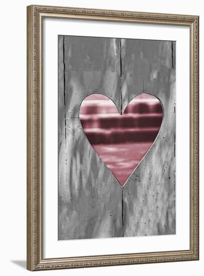 Pink Woodcut Heart I-Gail Peck-Framed Photo