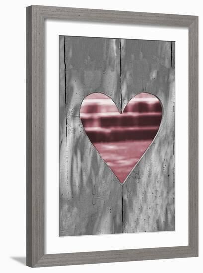 Pink Woodcut Heart I-Gail Peck-Framed Photo