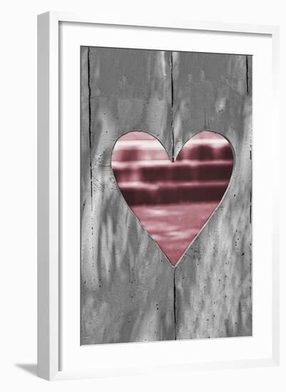 Pink Woodcut Heart I-Gail Peck-Framed Photo