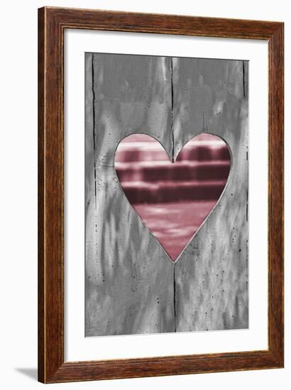 Pink Woodcut Heart I-Gail Peck-Framed Photo