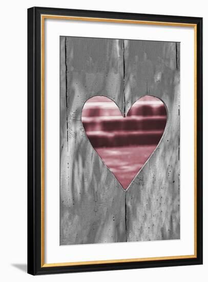 Pink Woodcut Heart I-Gail Peck-Framed Photo