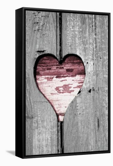 Pink Woodcut Heart II-Gail Peck-Framed Stretched Canvas