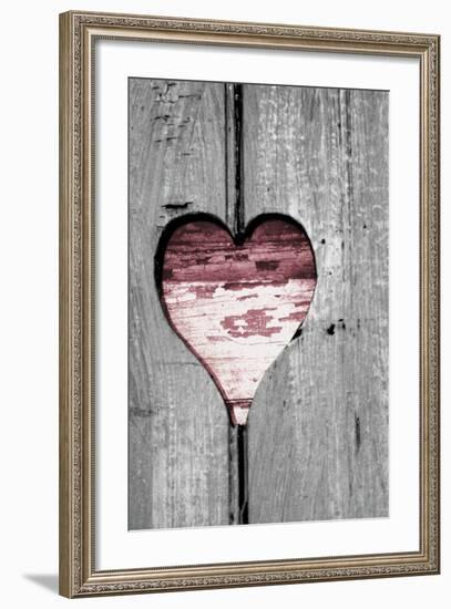 Pink Woodcut Heart II-Gail Peck-Framed Photo