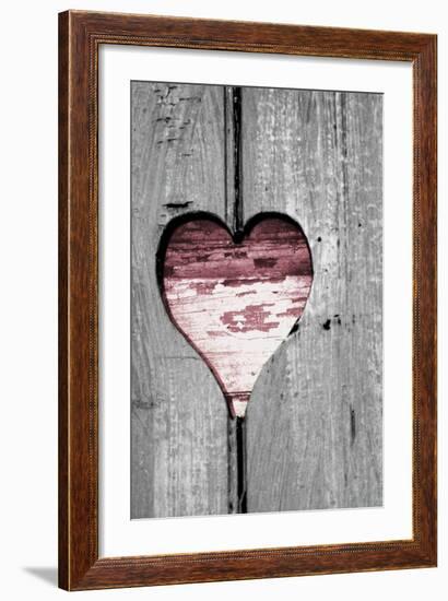 Pink Woodcut Heart II-Gail Peck-Framed Photo