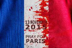 Red Color Dirt with Canvas Fabric Texture of the Flag France in Concept Pray for Paris , 13 Novemb-PinkOmelet-Framed Photographic Print