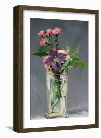 Pinks and Clematis in a Crystal Vase, c.1882-Edouard Manet-Framed Giclee Print