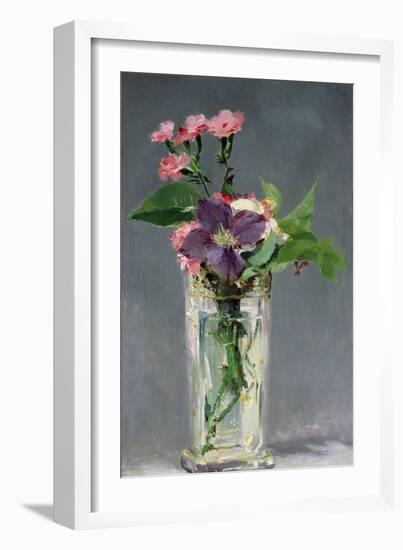 Pinks and Clematis in a Crystal Vase, c.1882-Edouard Manet-Framed Giclee Print