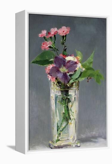 Pinks and Clematis in a Crystal Vase, c.1882-Edouard Manet-Framed Premier Image Canvas