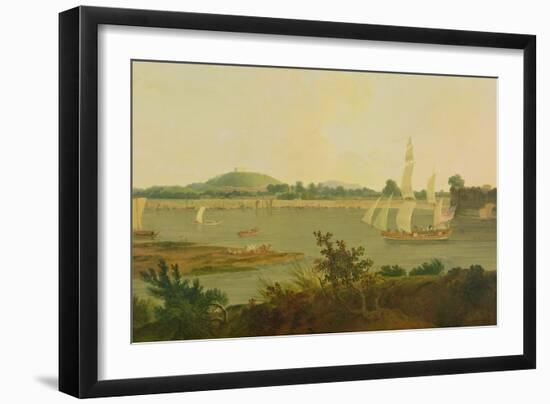 Pinnace Sailing Down the Ganges Past Monghyr Fort, c.1791-Thomas Daniell-Framed Giclee Print