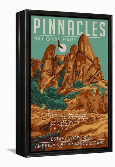 Pinnacles National Park - WPA Formations and Condor-Lantern Press-Framed Stretched Canvas