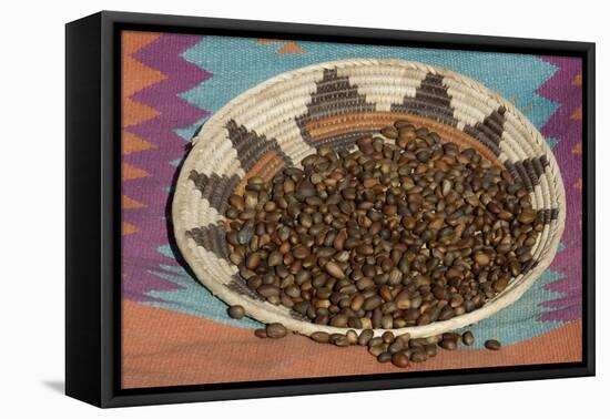 Pinon Nuts, an Important Food of Southwestern Native Americans, in an Indian Basket-null-Framed Premier Image Canvas