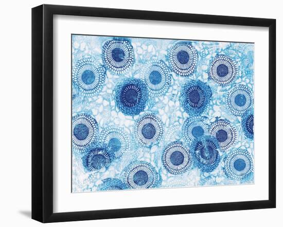 Pinto and Buffalo Flowers Blue-Kellie Day-Framed Art Print