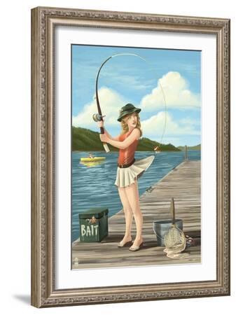 Pinup Girl Fishing on Lake' Art Print - Lantern Press