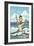 Pinup Girl Fishing-Lantern Press-Framed Art Print