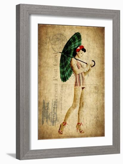 Pinup Girl in the Shade-GI ArtLab-Framed Giclee Print